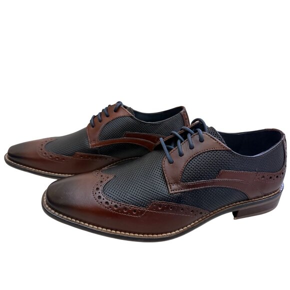 Men's 7.5M Stacy Adams Joss Wingtip Oxford Dress Shoes Modern Cognac 25539-221 - Picture 11 of 16